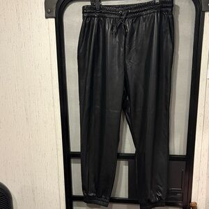 Marc New York Black Faux Leather Joggers